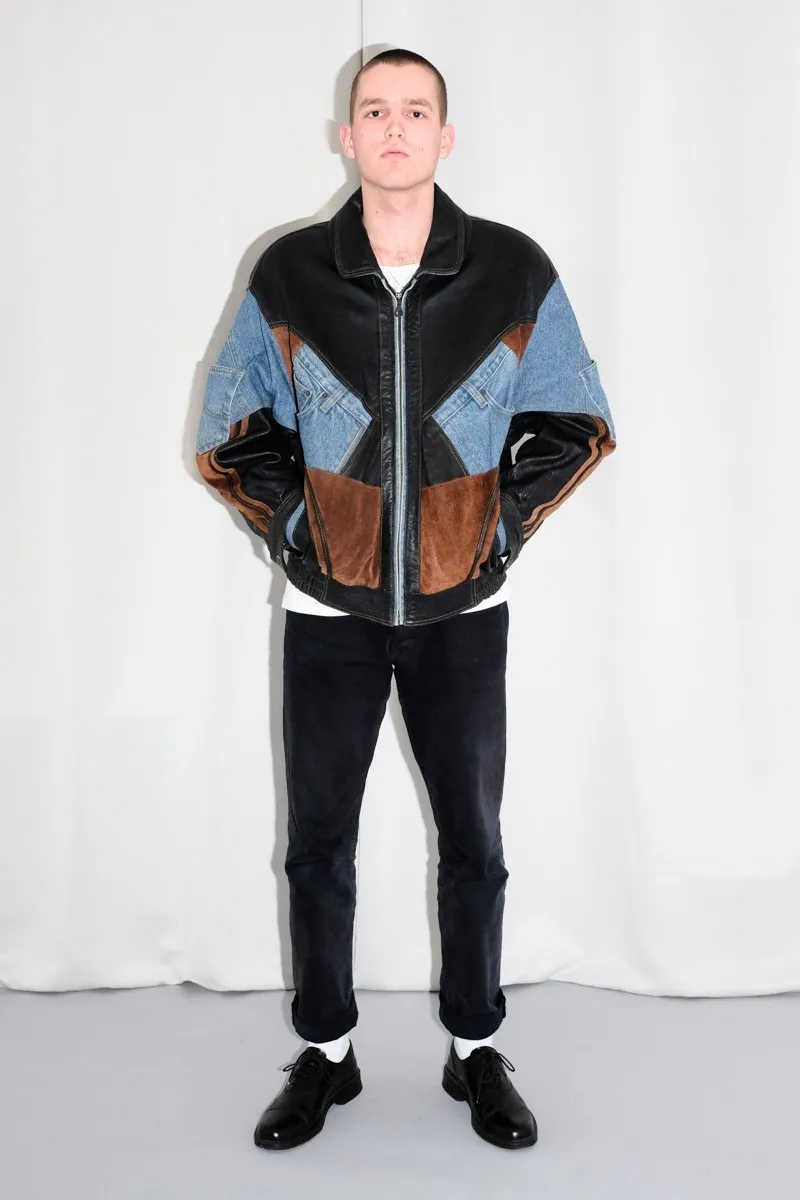 0528_VINTAGE LEATHER JEANS JACKET