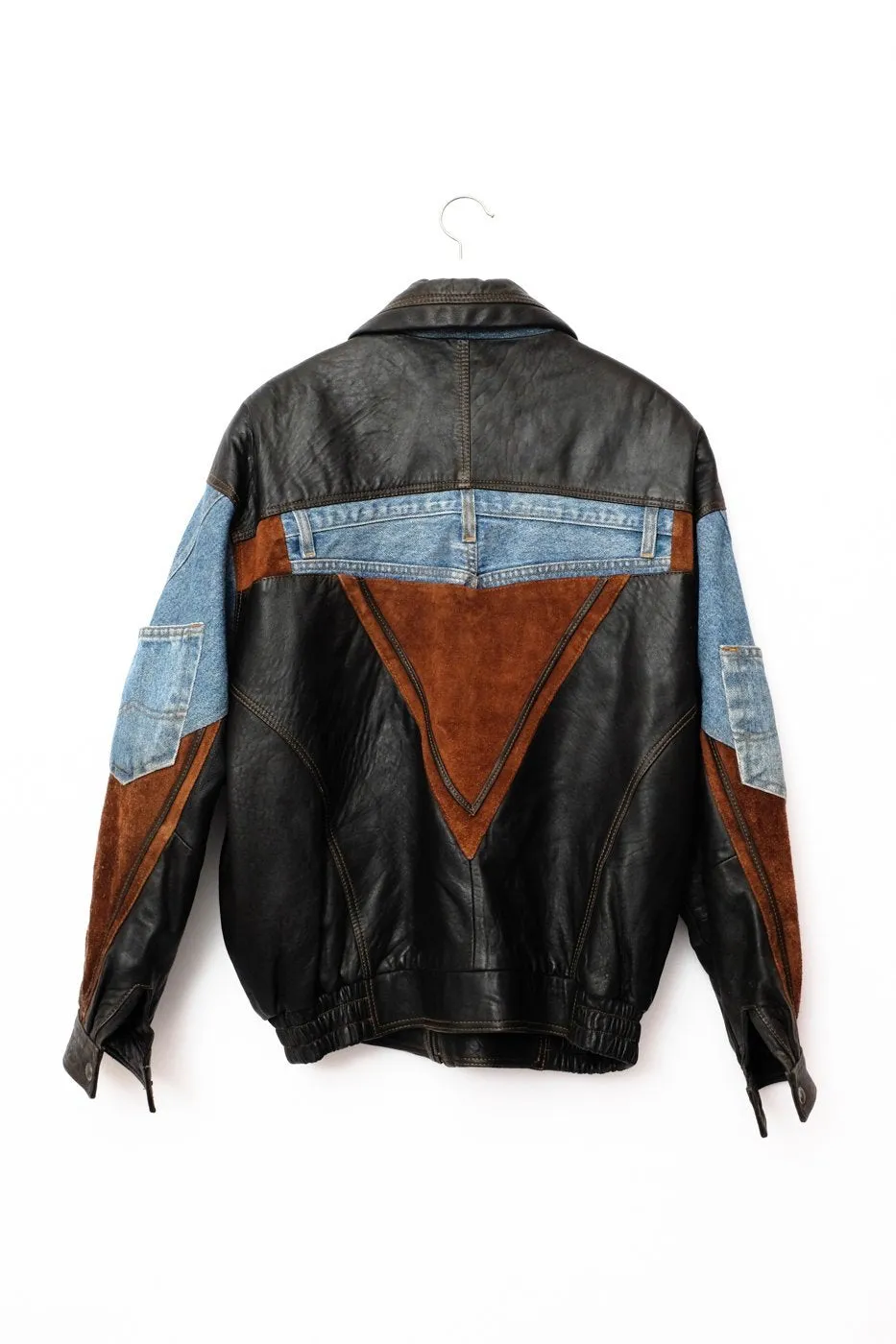 0528_VINTAGE LEATHER JEANS JACKET