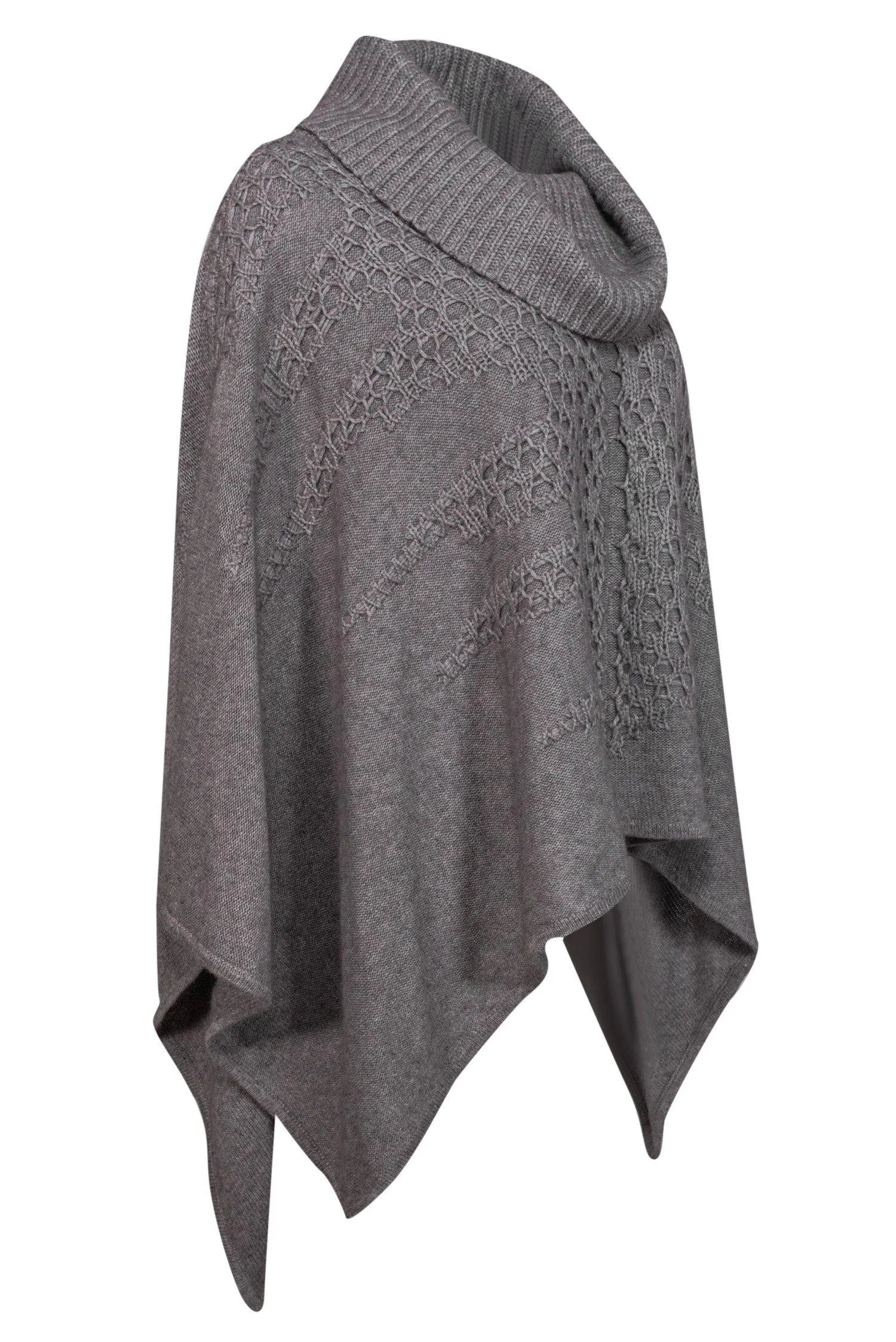 360 Cashmere - Taupe Turtleneck Knit Poncho Sz S