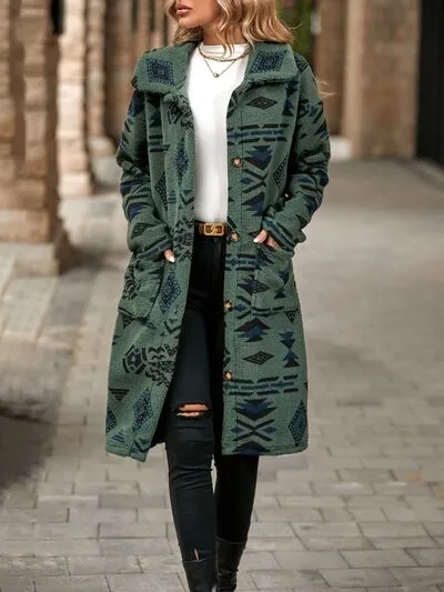 AGeometric Western Coat w/ Pockets