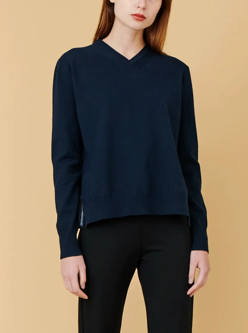 BACK PLEAT PULLOVER, NAVY