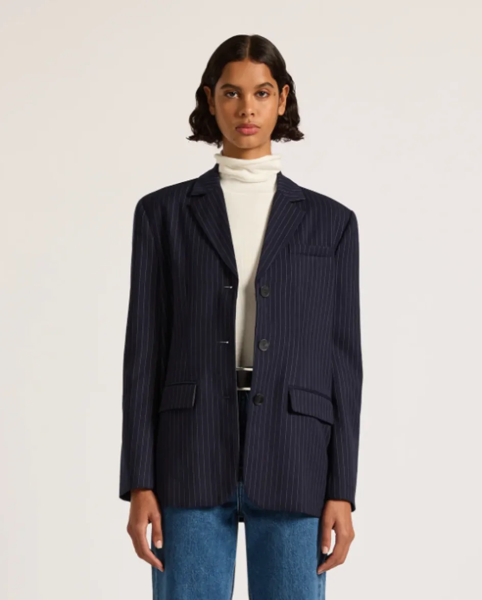 Bailey Pinstripe Blazer Navy