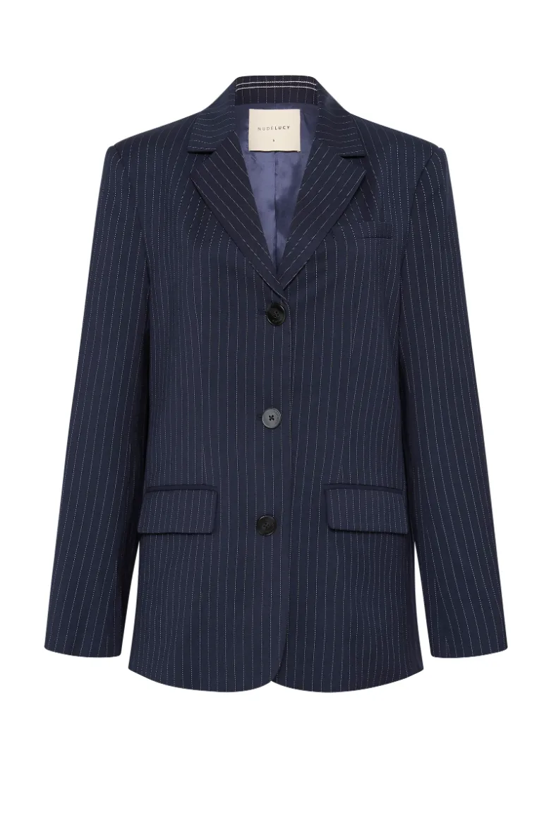 Bailey Pinstripe Blazer Navy