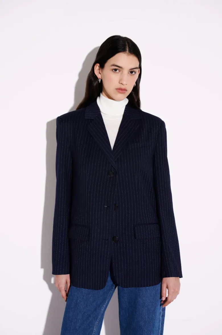 Bailey Pinstripe Blazer Navy