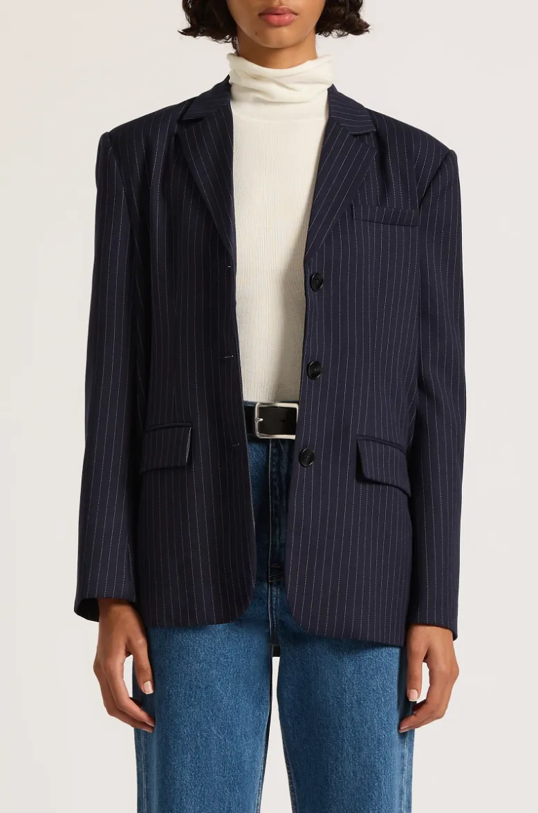 Bailey Pinstripe Blazer Navy