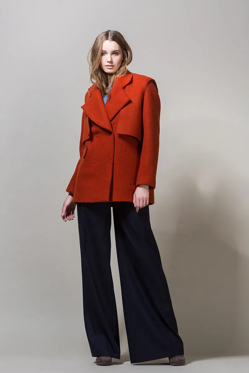 BETSY Heavy Wool Short Coat - Orange