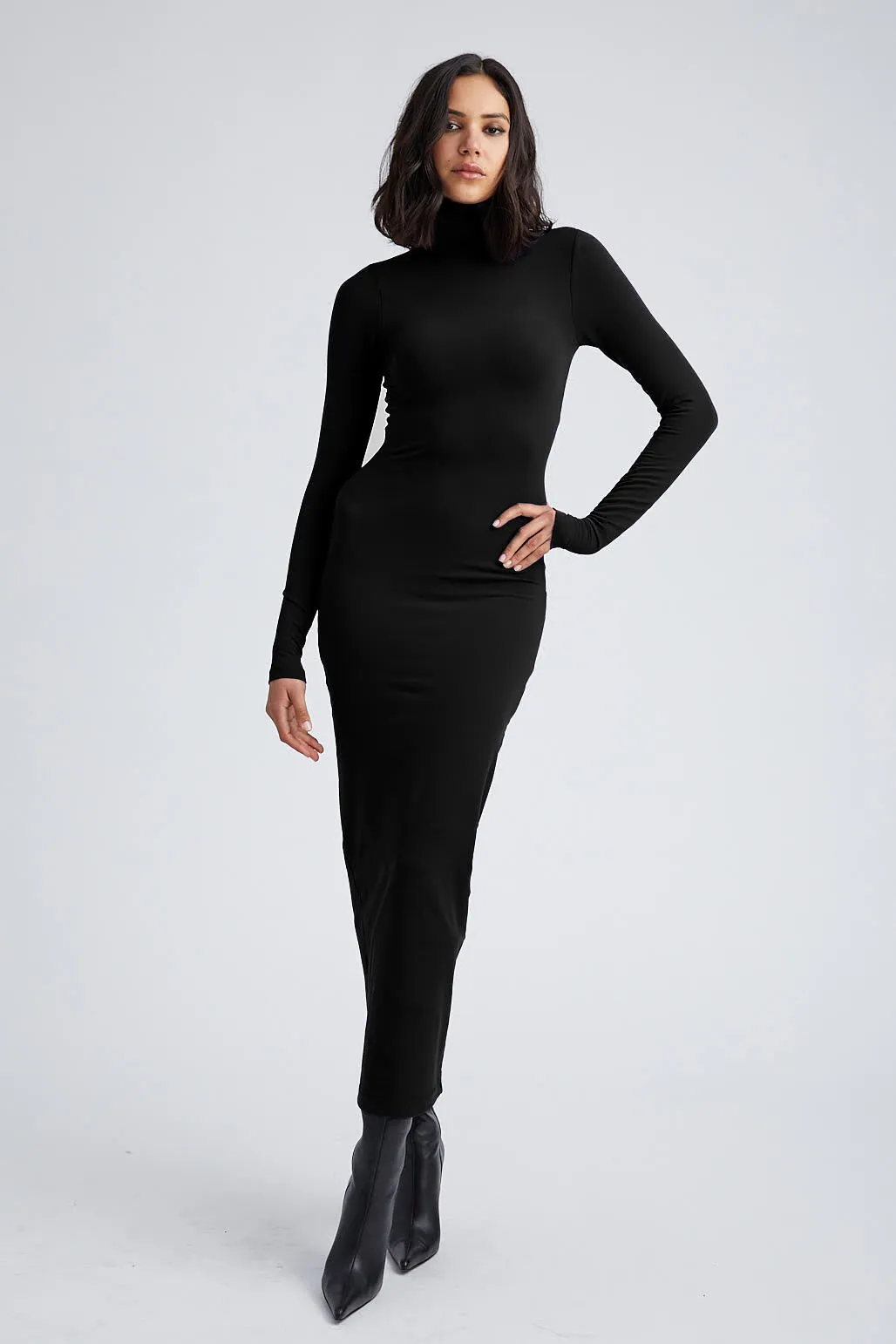 Black City Long Sleeve Turtleneck Dress