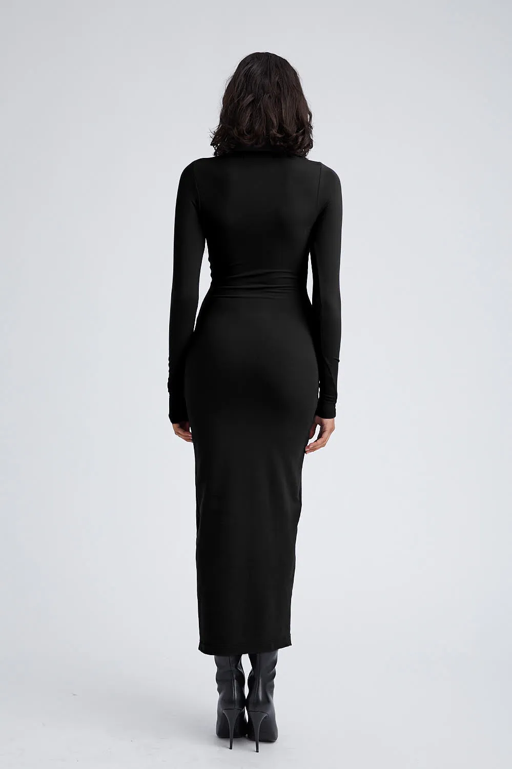 Black City Long Sleeve Turtleneck Dress