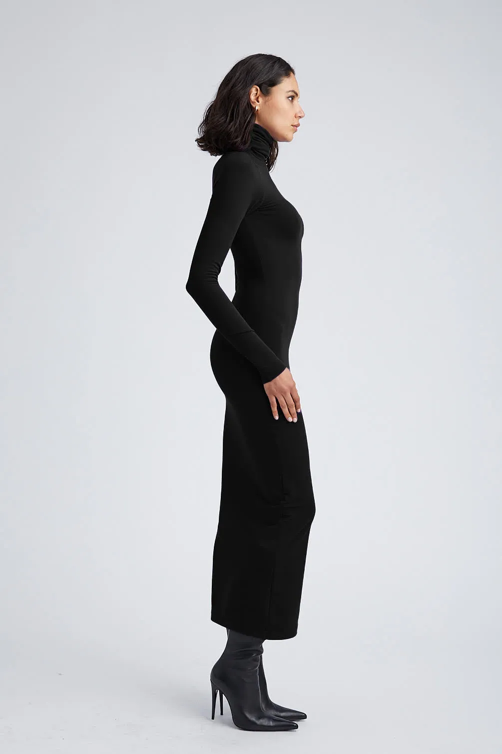 Black City Long Sleeve Turtleneck Dress