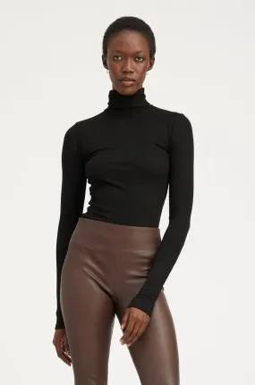 Black Rib Long Sleeve Turtleneck