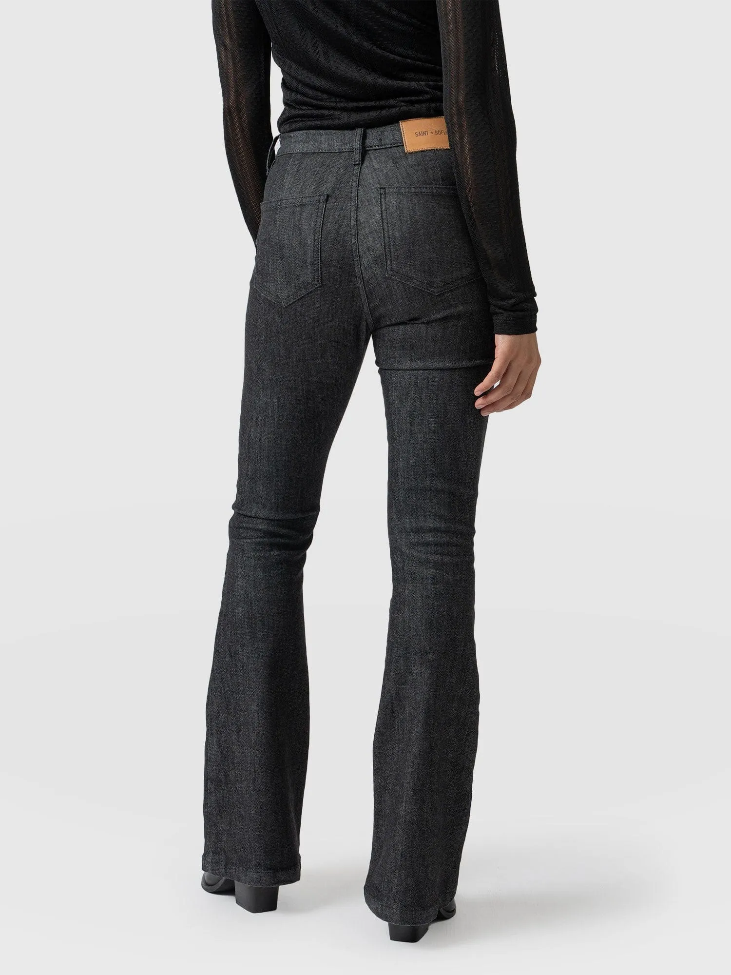 Bowie Stretch Flare Jeans - Black