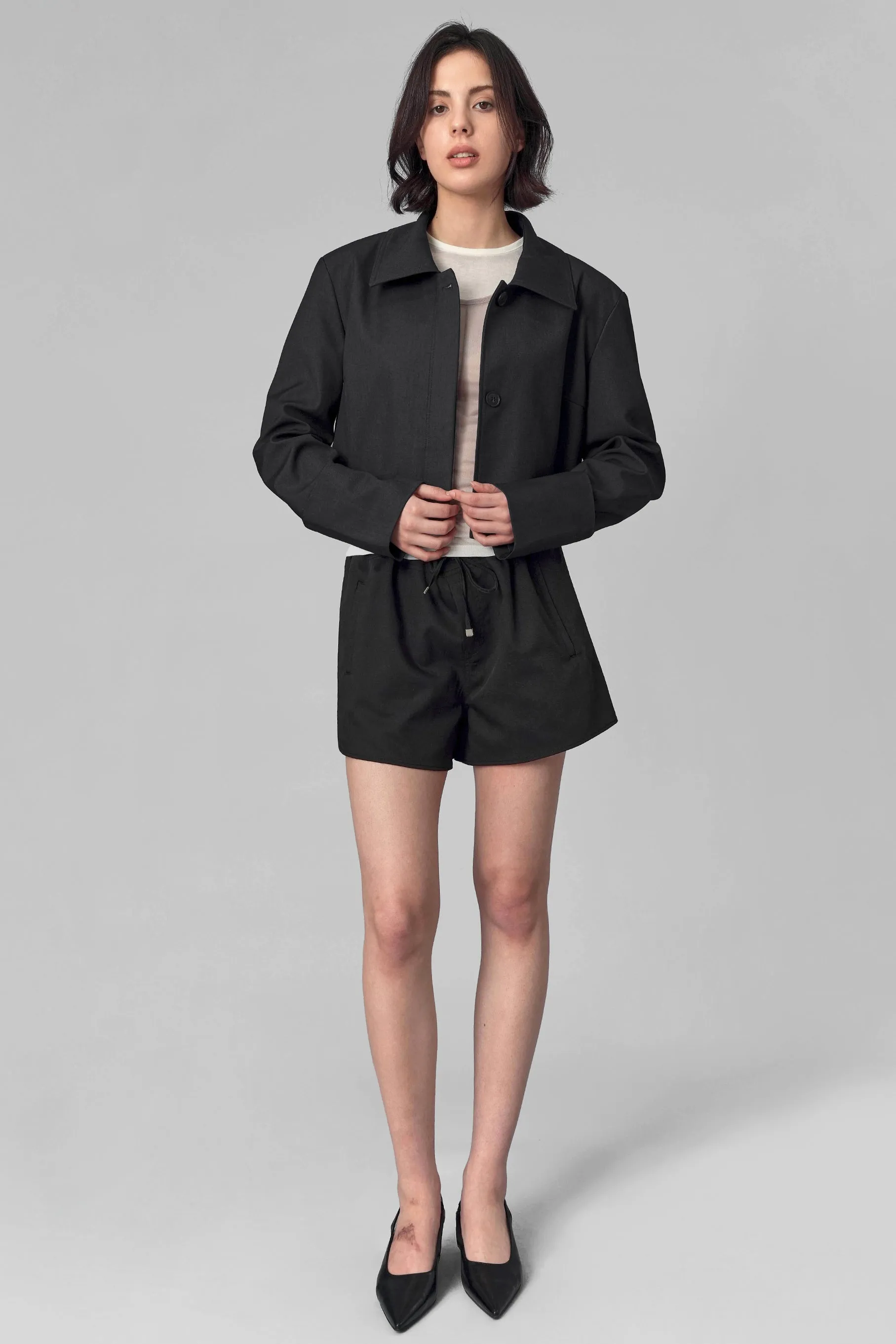 Brighton Cropped Jacket, Charcoal