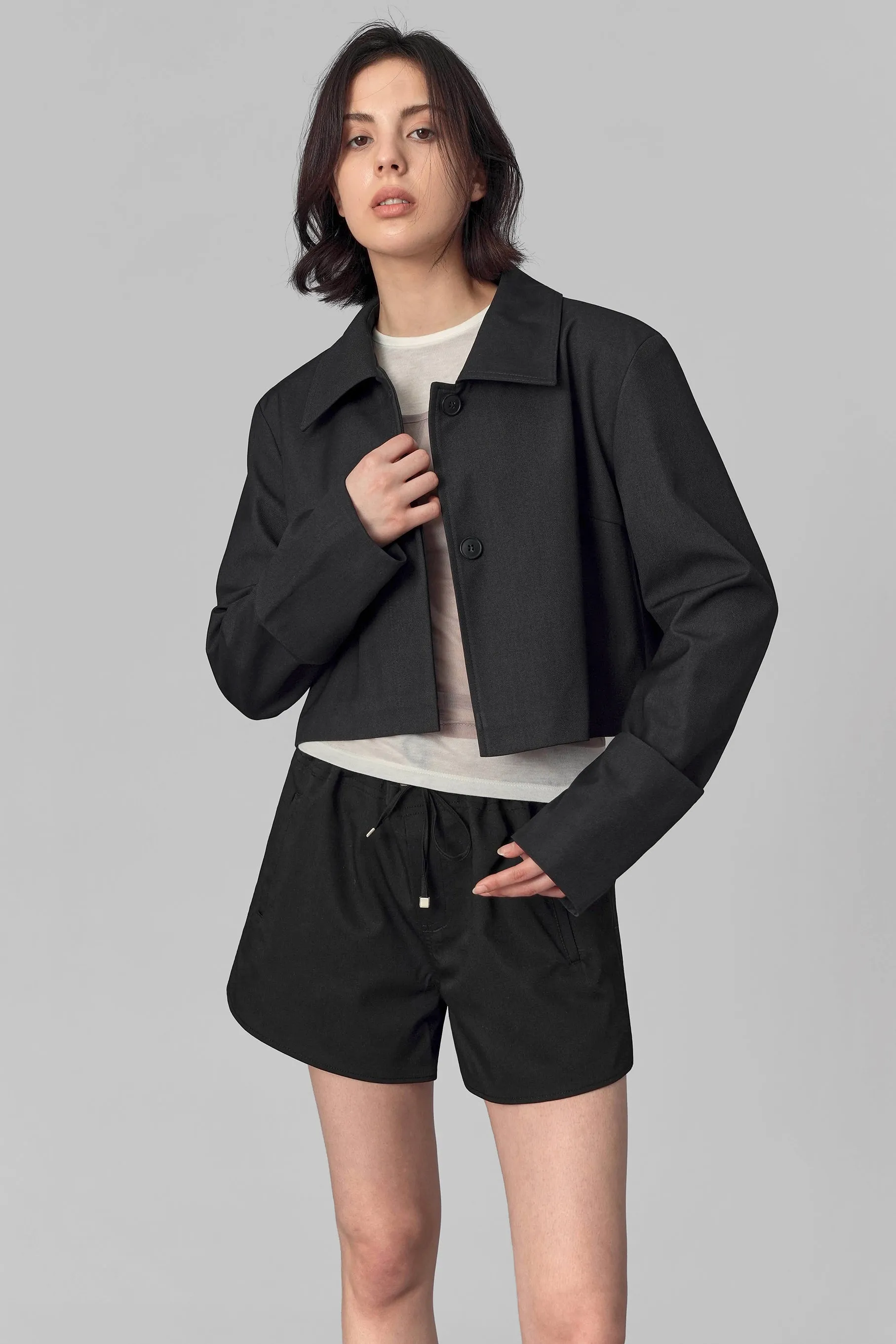 Brighton Cropped Jacket, Charcoal