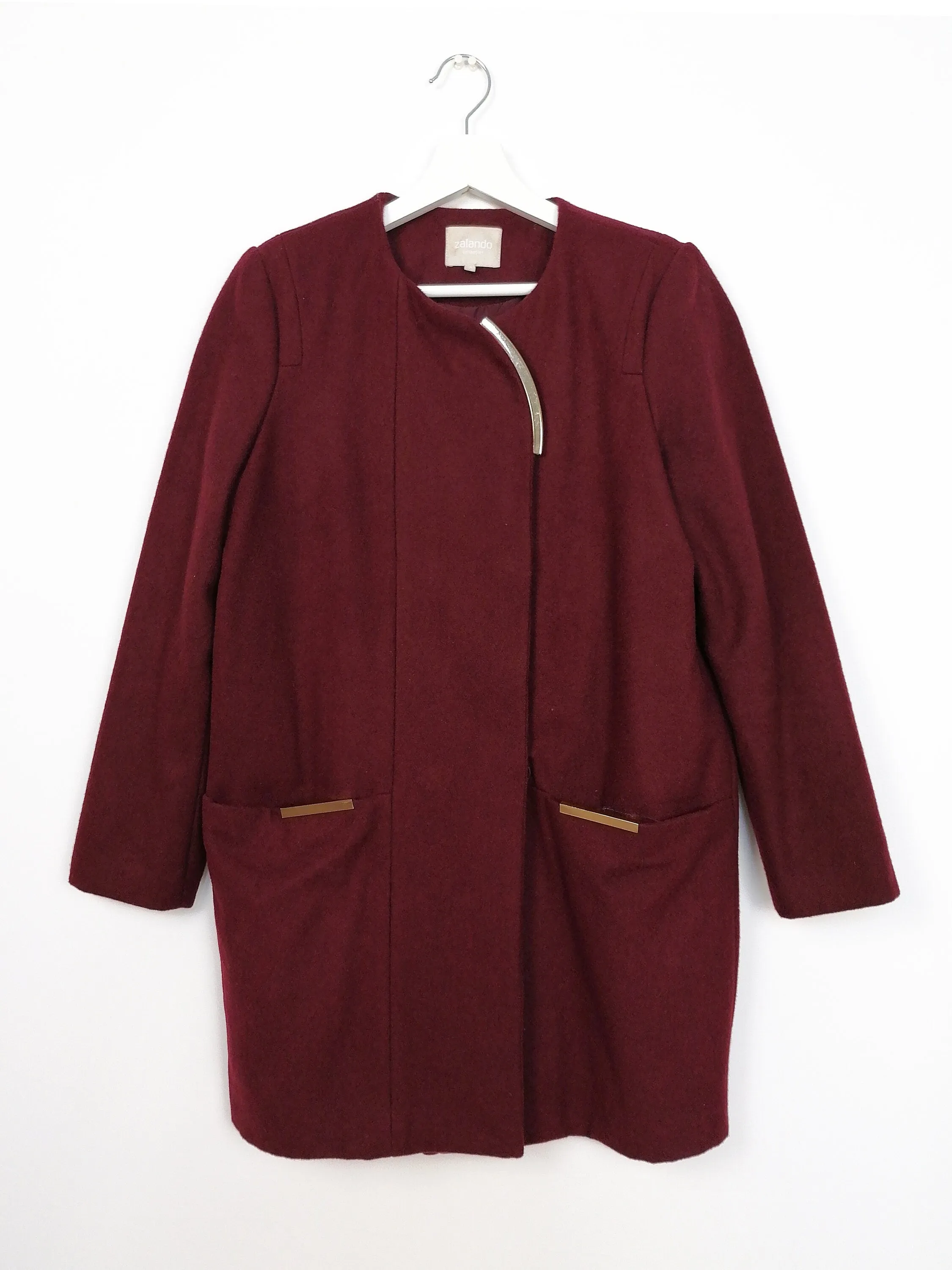 Burgundy Wool Coat - size S