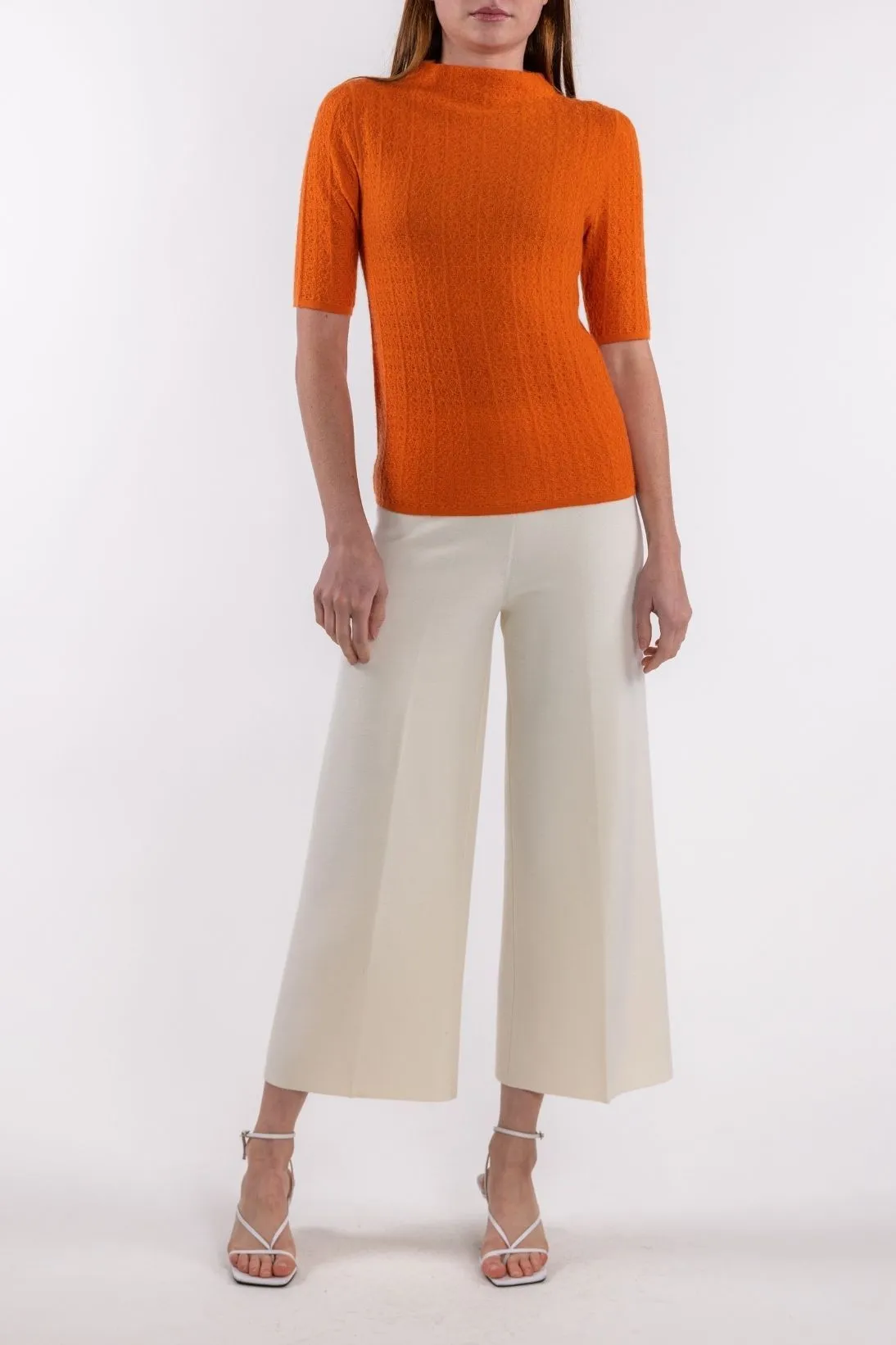 CASHMERE MESH STITCH TURTLENECK