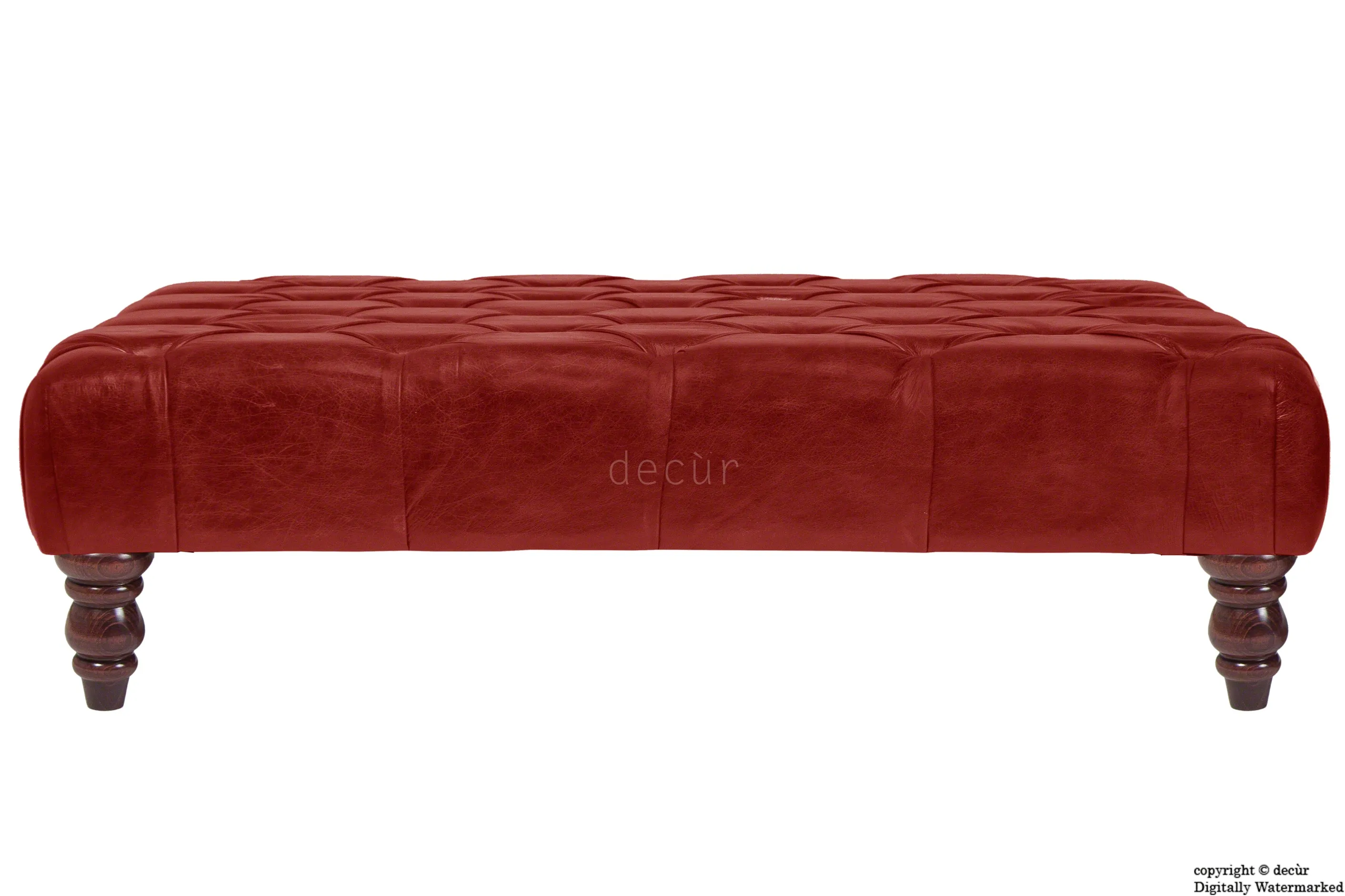 Cecil Buttoned Leather Footstool - Gamay