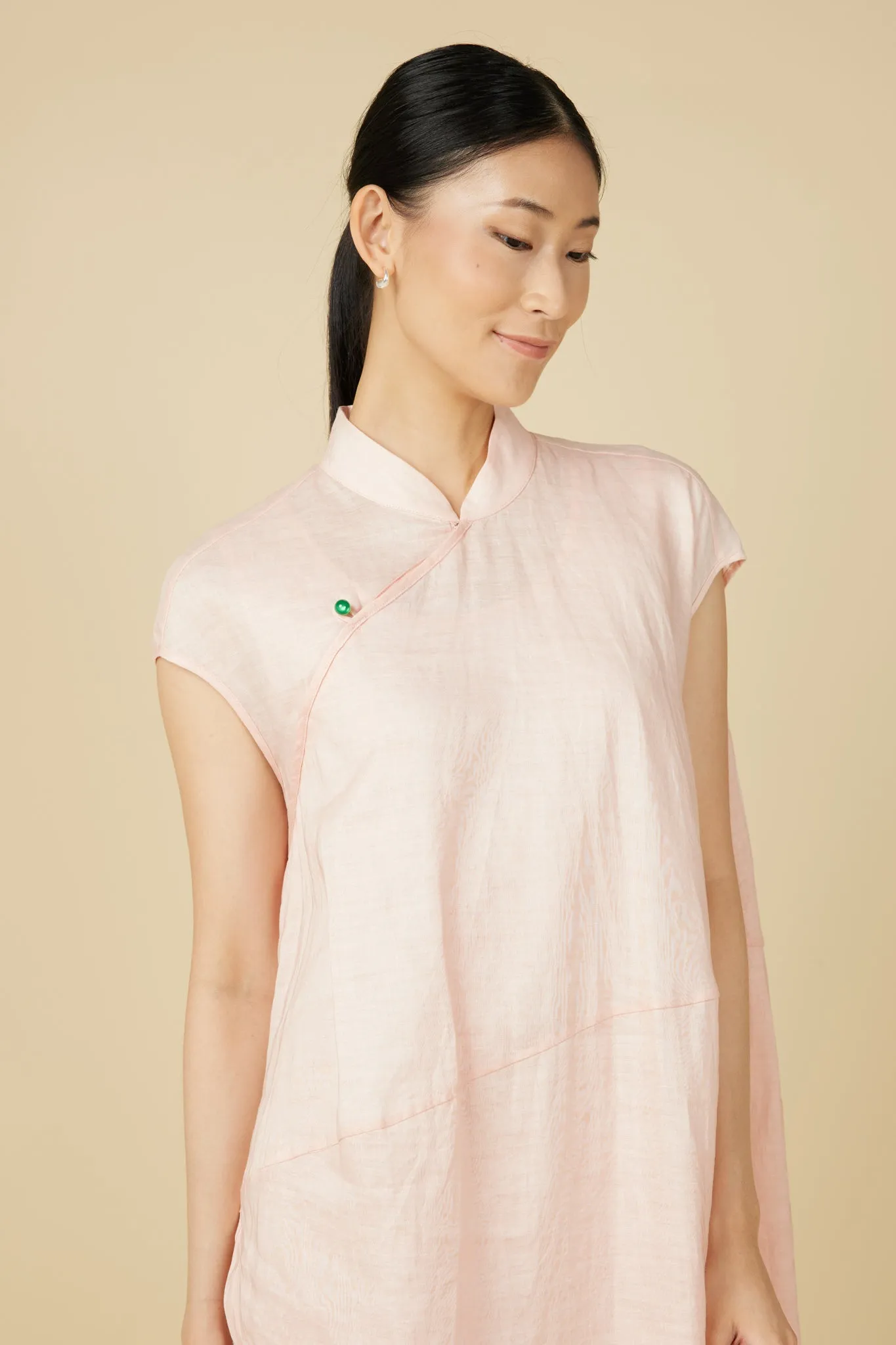 Cheongsam Cocoon Dress in Light Pink