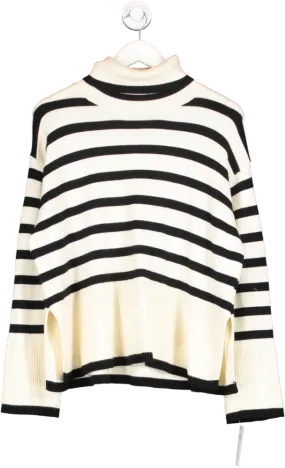 Chicwish Cream Striped Oversize Turtleneck Sweater One Size