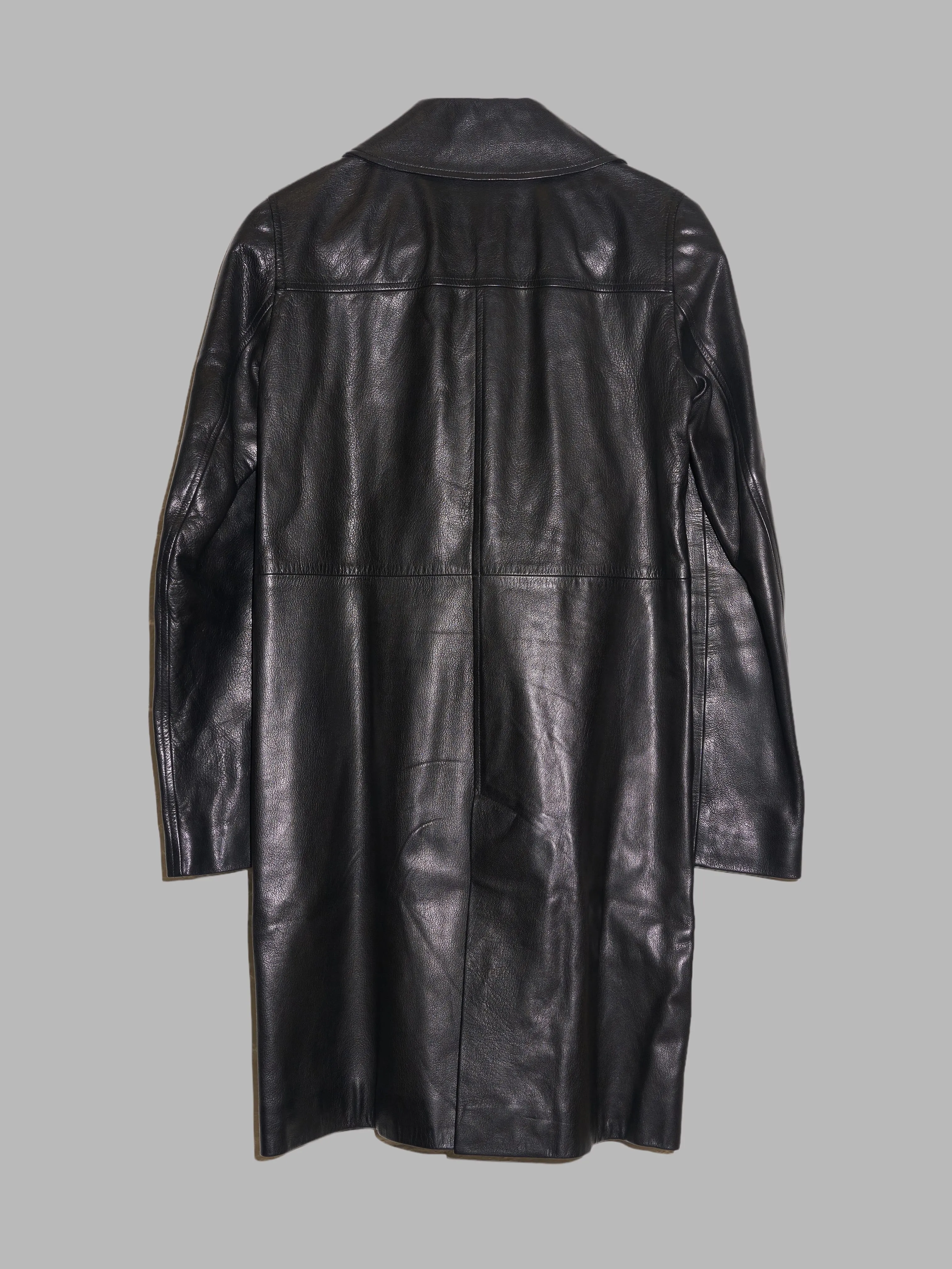 Christophe Lemaire 1990s black leather zipped coat