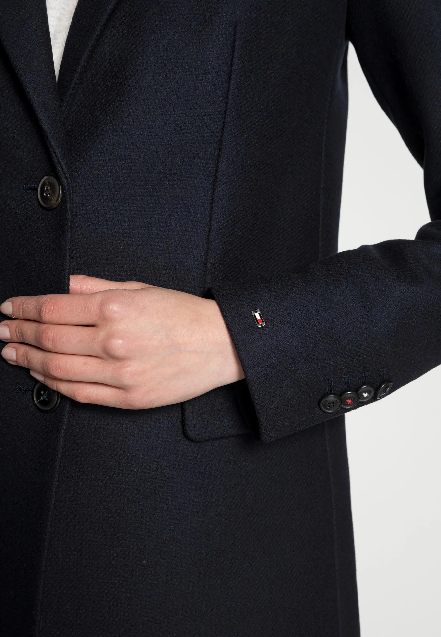 Classic Single Breasted Coat- Navy