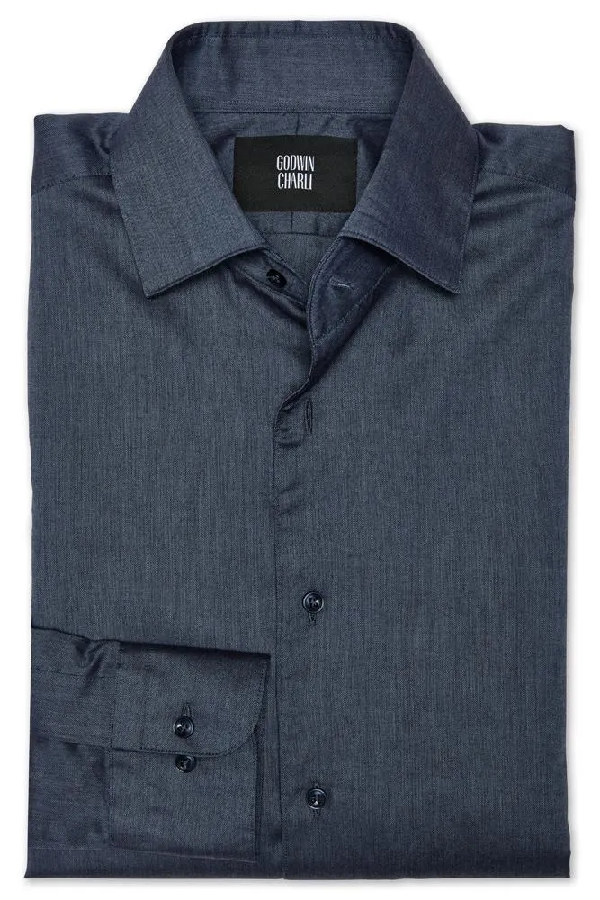 Cooper Shirt  - Sharkskin Blue Cotton Shirt