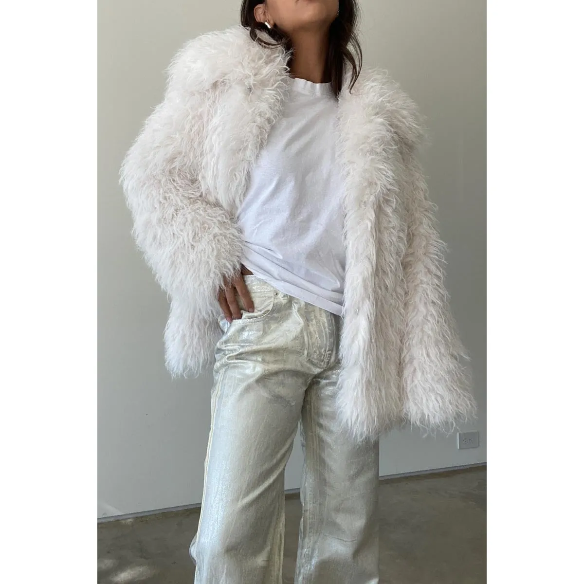 Cream Faux Fur Coat