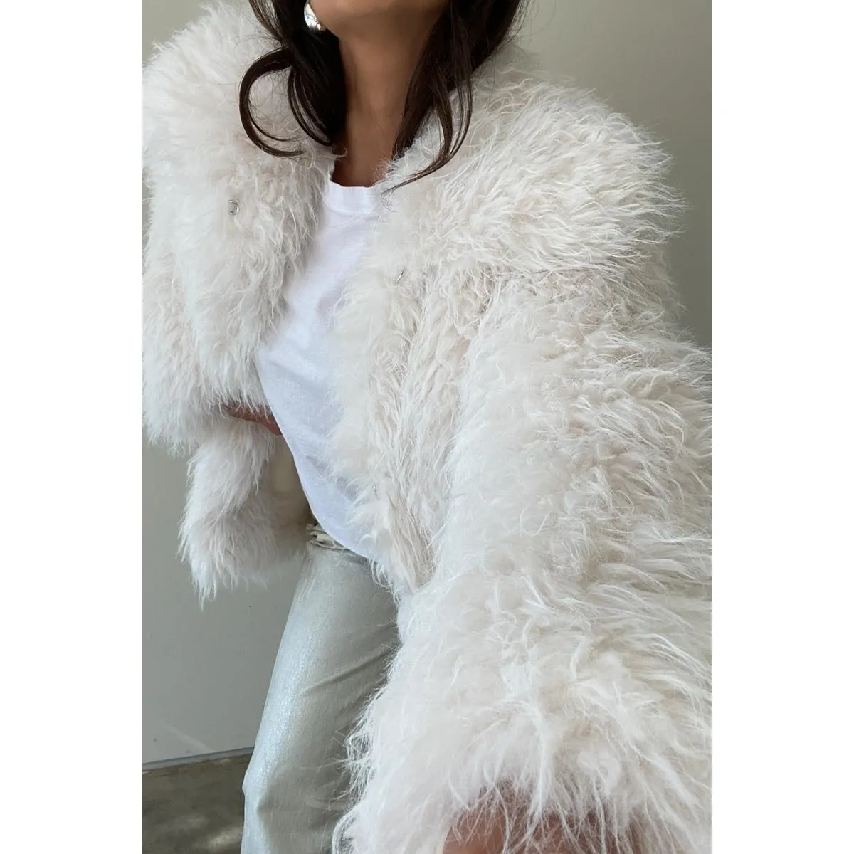 Cream Faux Fur Coat