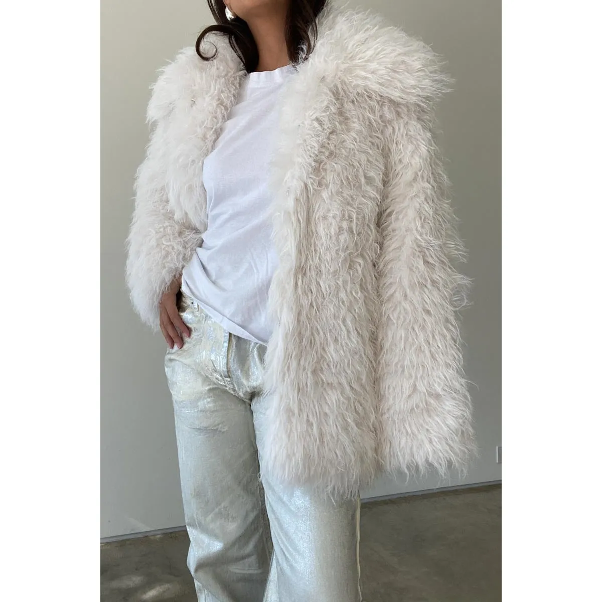 Cream Faux Fur Coat