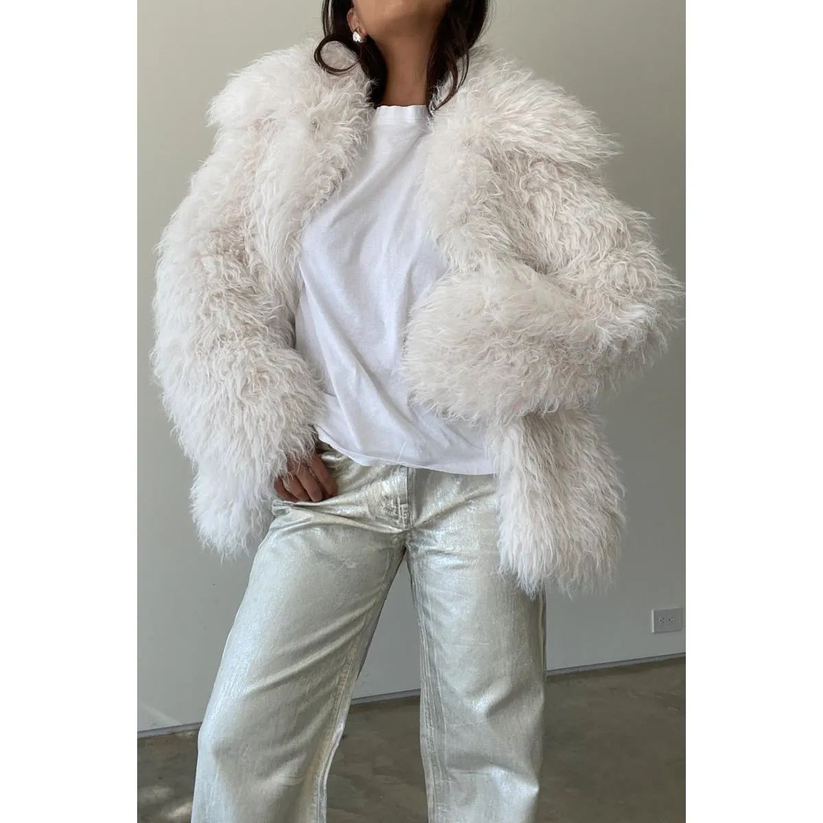 Cream Faux Fur Coat