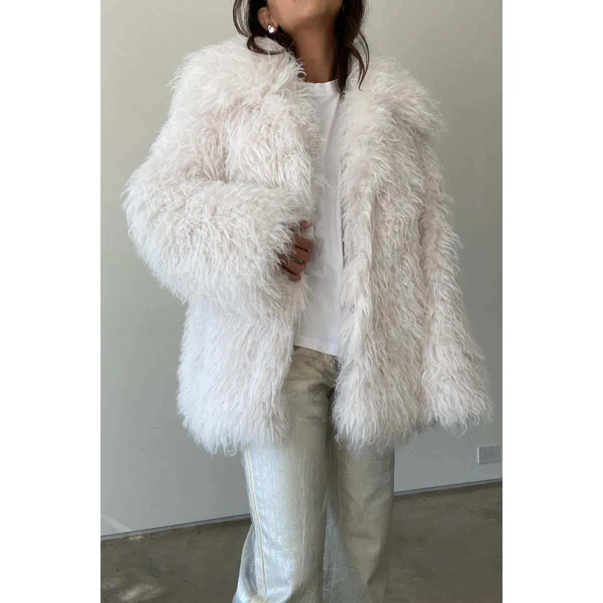 Cream Faux Fur Coat