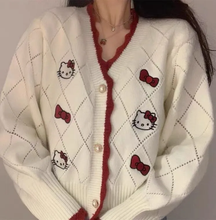 CUTE “HELLO KITTY” KNIT CARDIGAN COAT BY90011