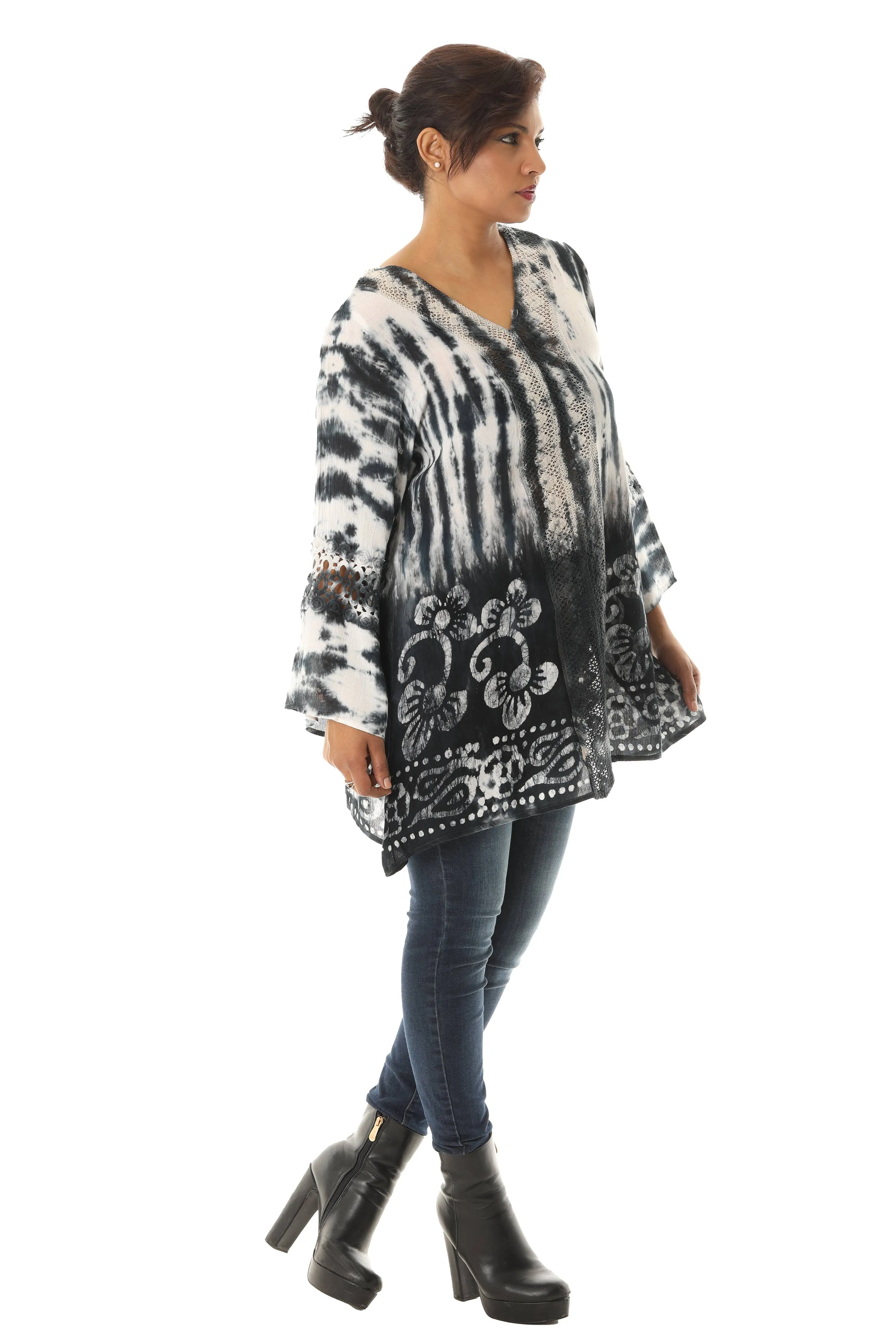 Dana Tie Dye & Floral Tunic Top