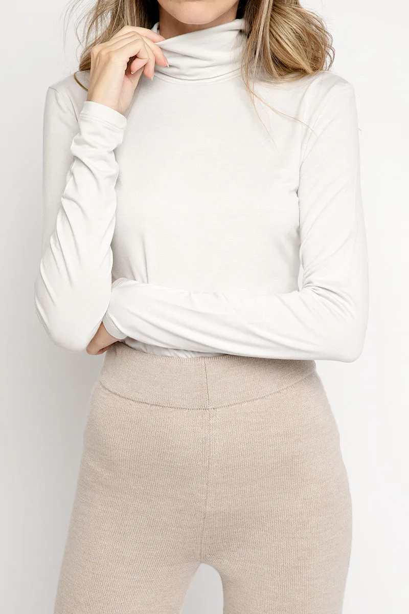 Dede Turtleneck Top in Beige