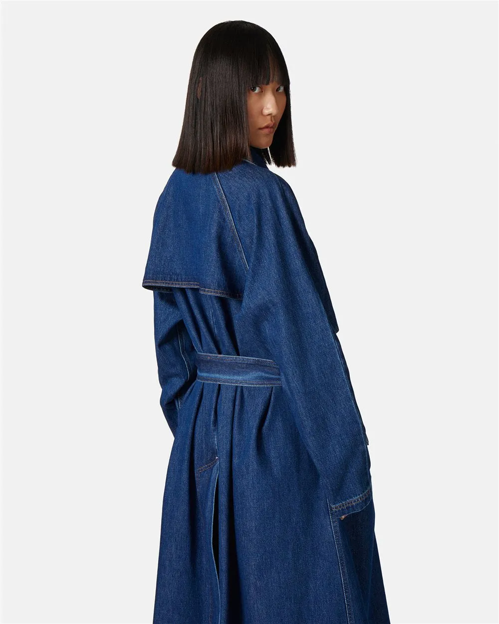 Denim Trench Coat Com Logo - Iceberg