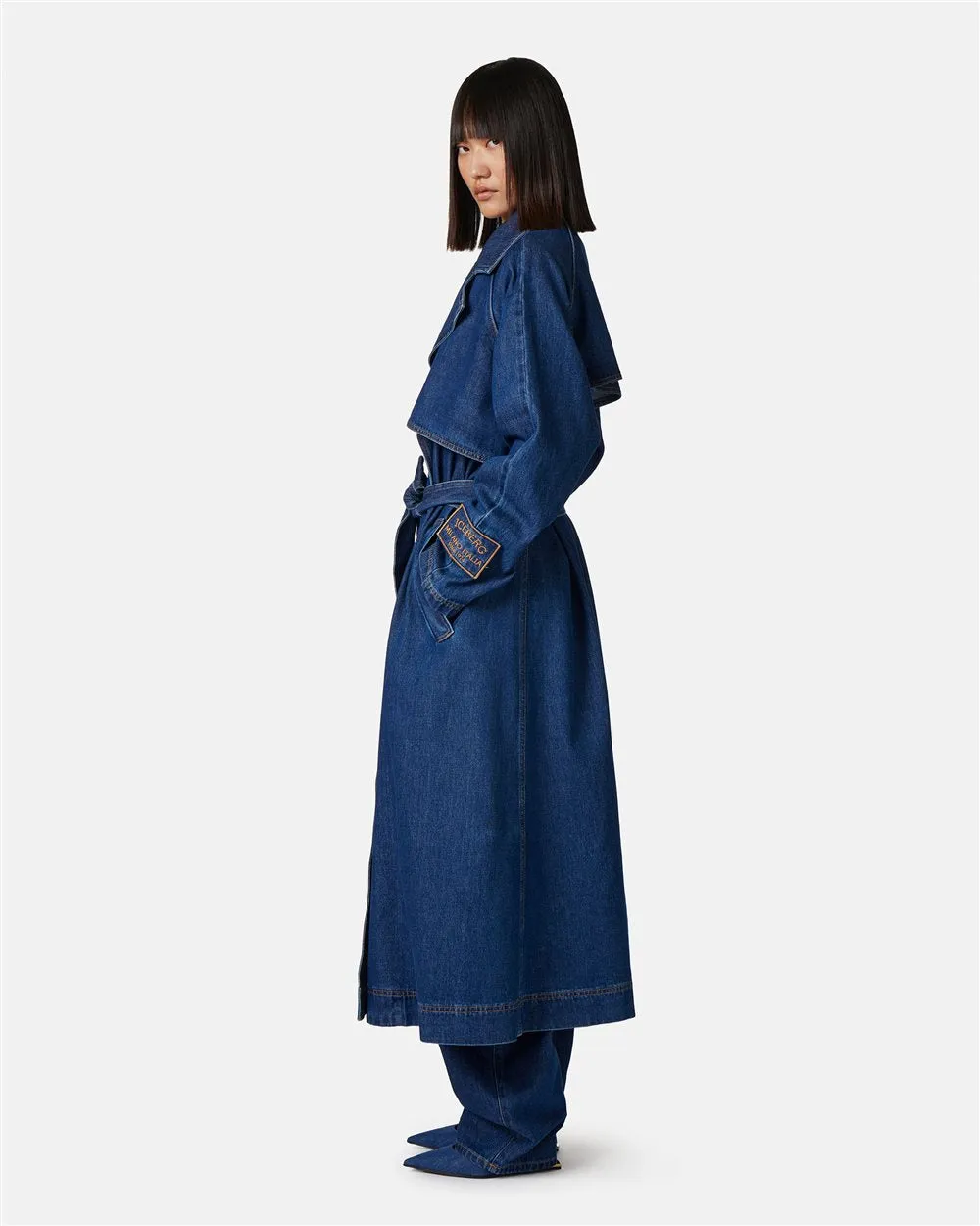 Denim Trench Coat Com Logo - Iceberg