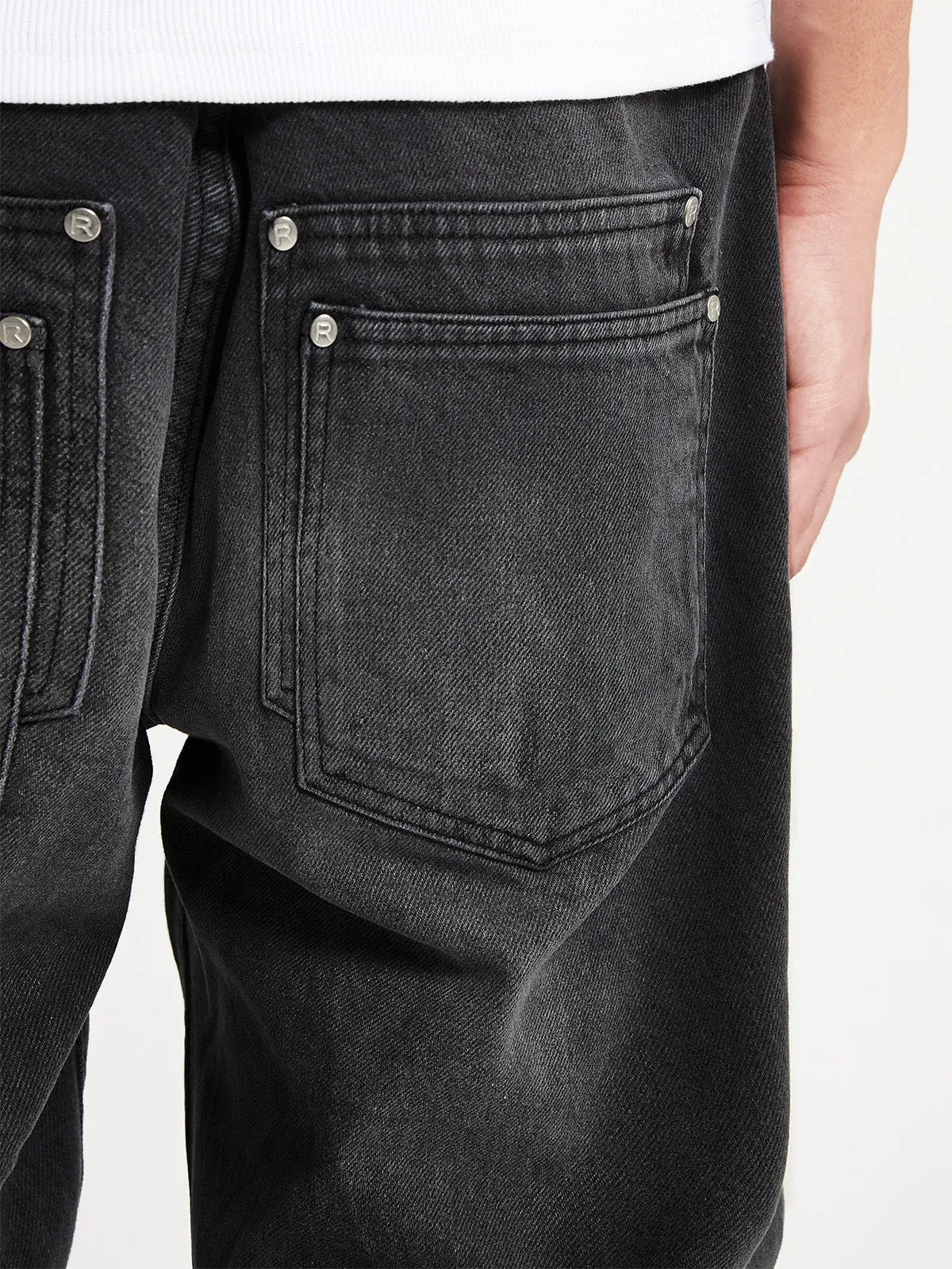 DENIM WITH APPLICATION - WASHED BLACK