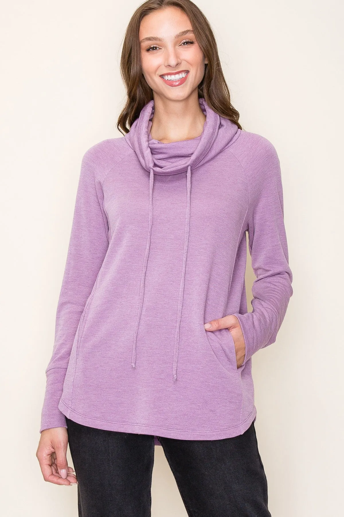 Drawstring Turtleneck Pullover Top