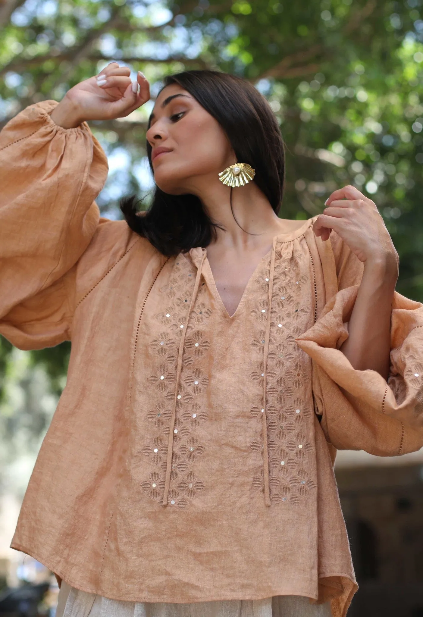 EVERY SUMMER - THE MIRROR EMBROIDERED LINEN TUNIC