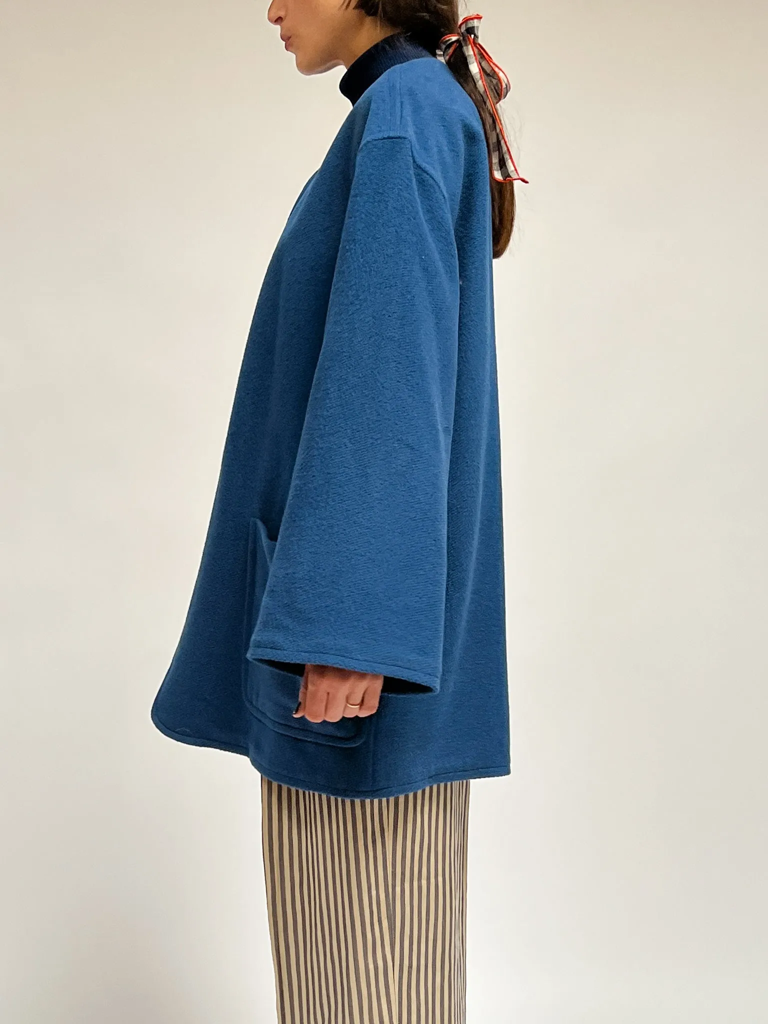 Ferragamo Blue Wool Swing Coat (L)