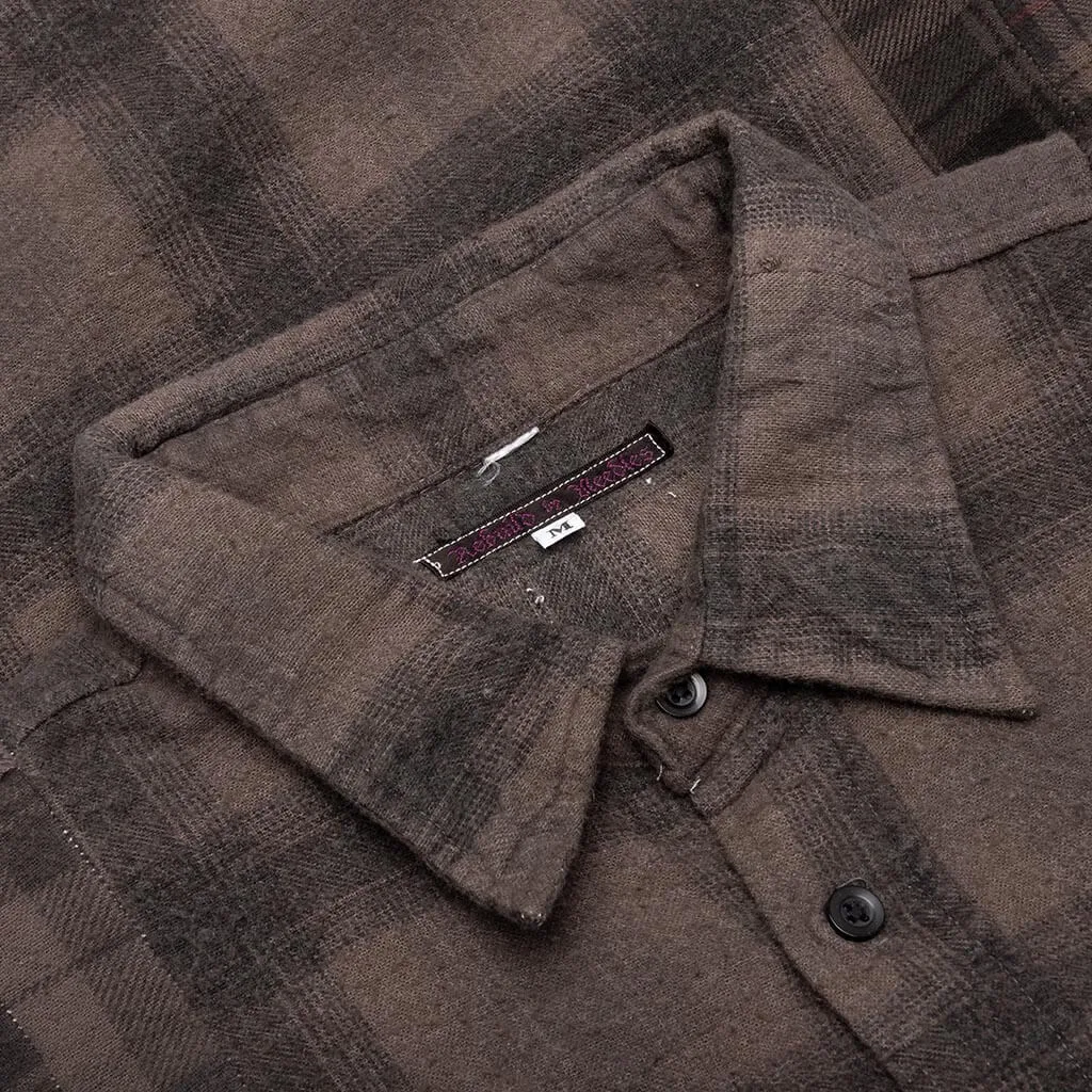 Flannel Shirt 7 Cuts Shirt Over Dye  - Brown