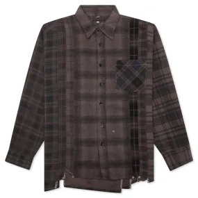 Flannel Shirt 7 Cuts Shirt Over Dye  - Brown