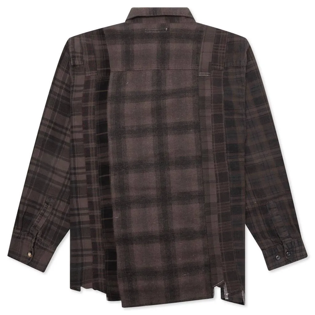 Flannel Shirt 7 Cuts Shirt Over Dye  - Brown