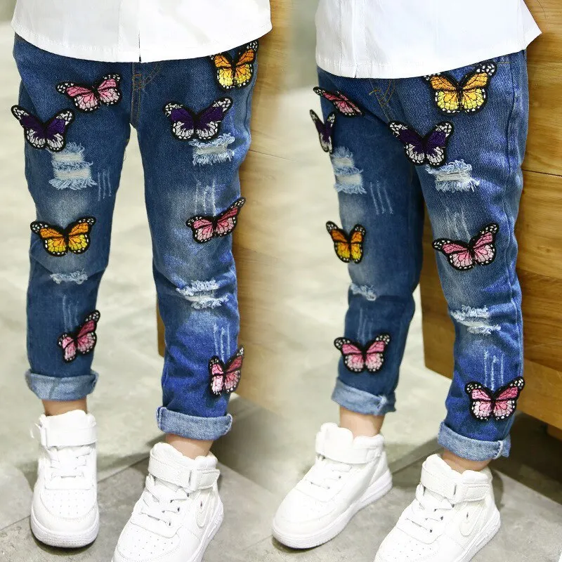 Girls 3D Butterfly Skinny Denim Jeans