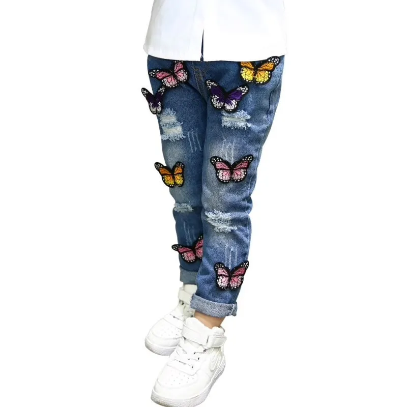 Girls 3D Butterfly Skinny Denim Jeans