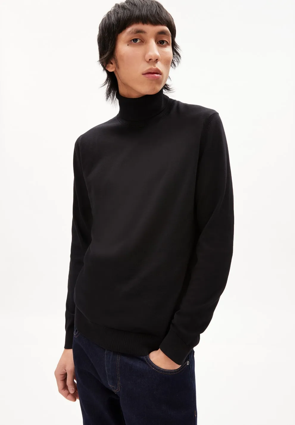 Glaan Knitted Turtleneck Sweater Black Organic Cotton