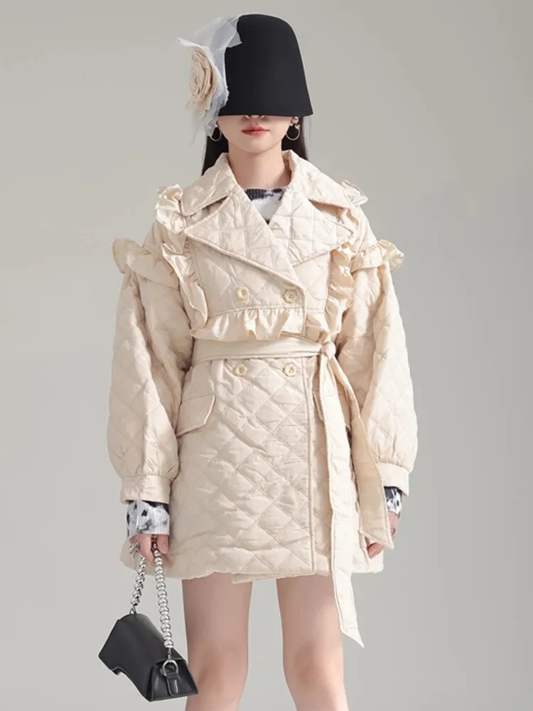 Hunta Ruffle Coat - Cream