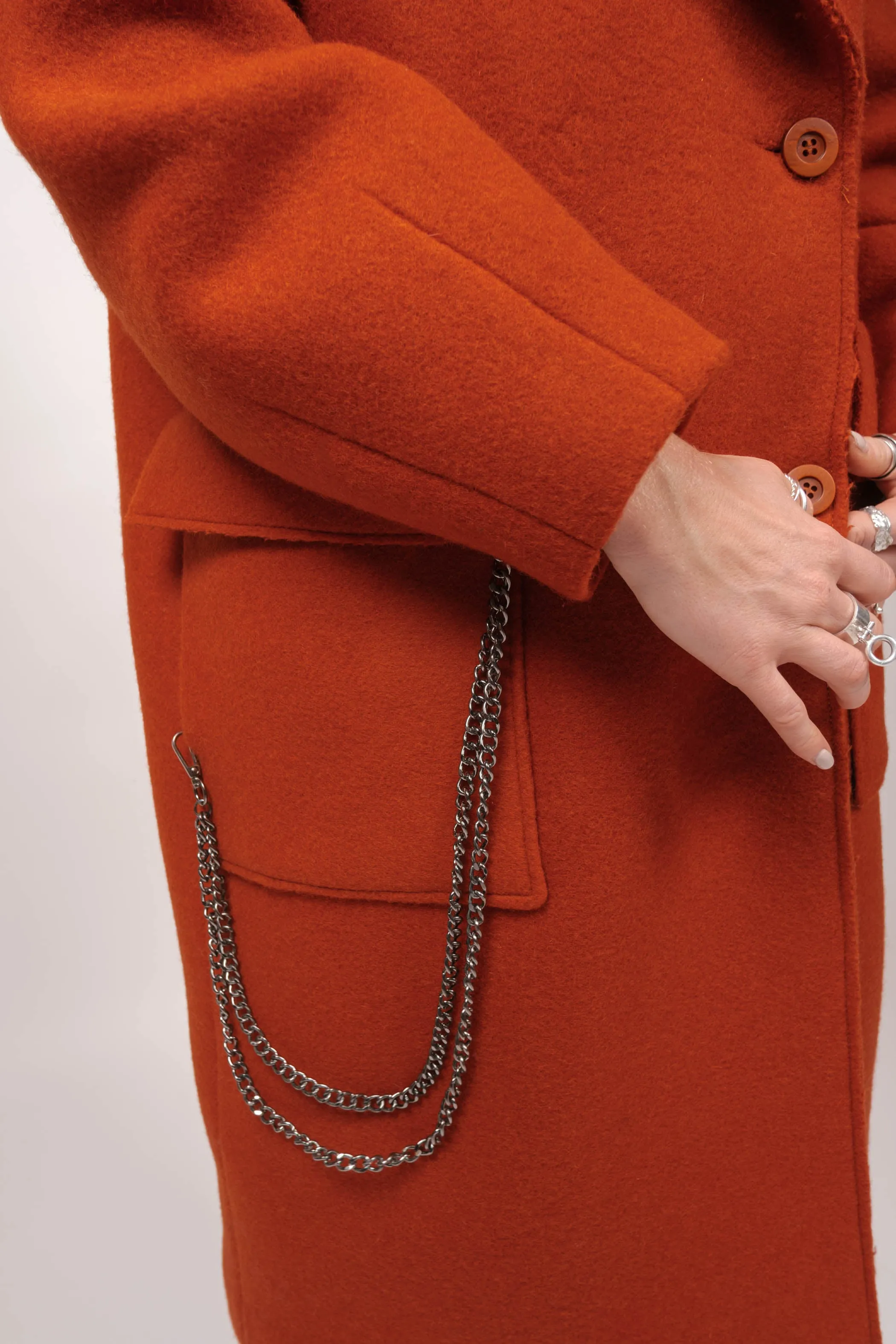 JOELL Hooded Wool Coat - Orange