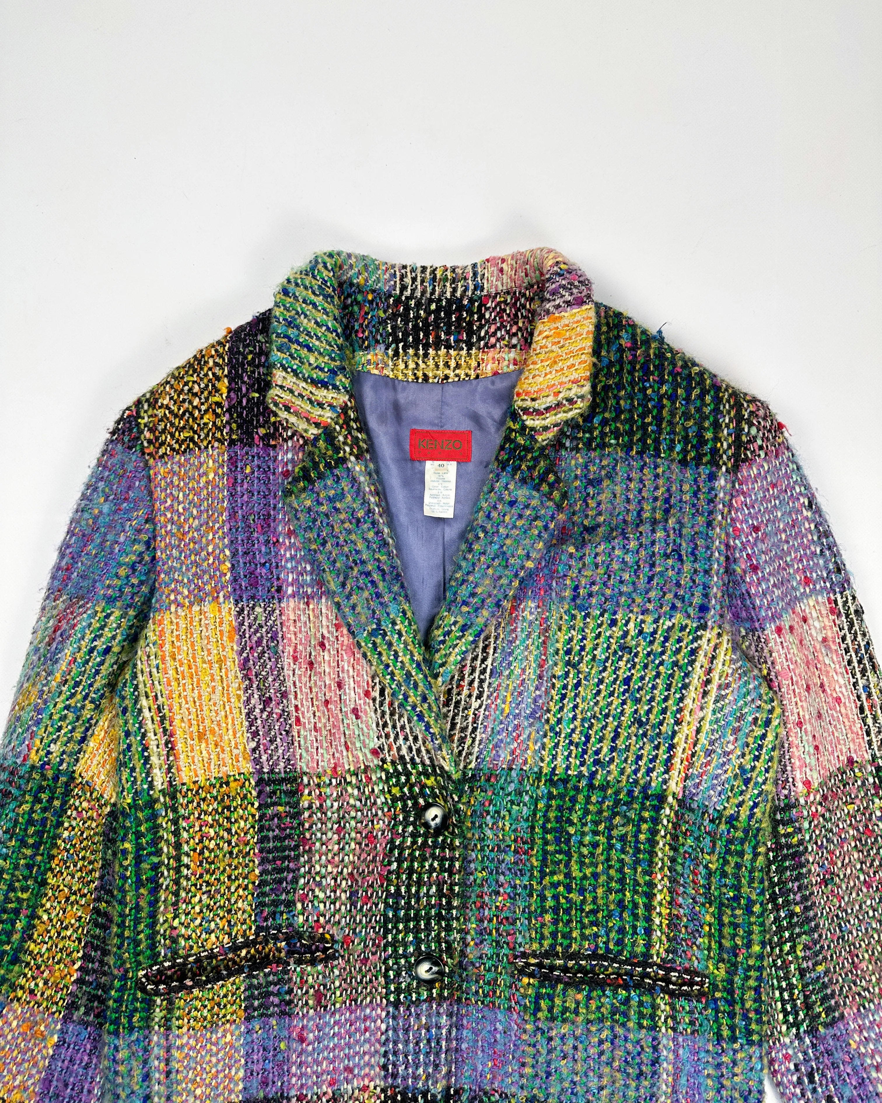 Kenzo Paris Multicolor Wool Coat 1990's