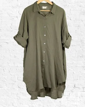 Khaki Gauze Button Tunic