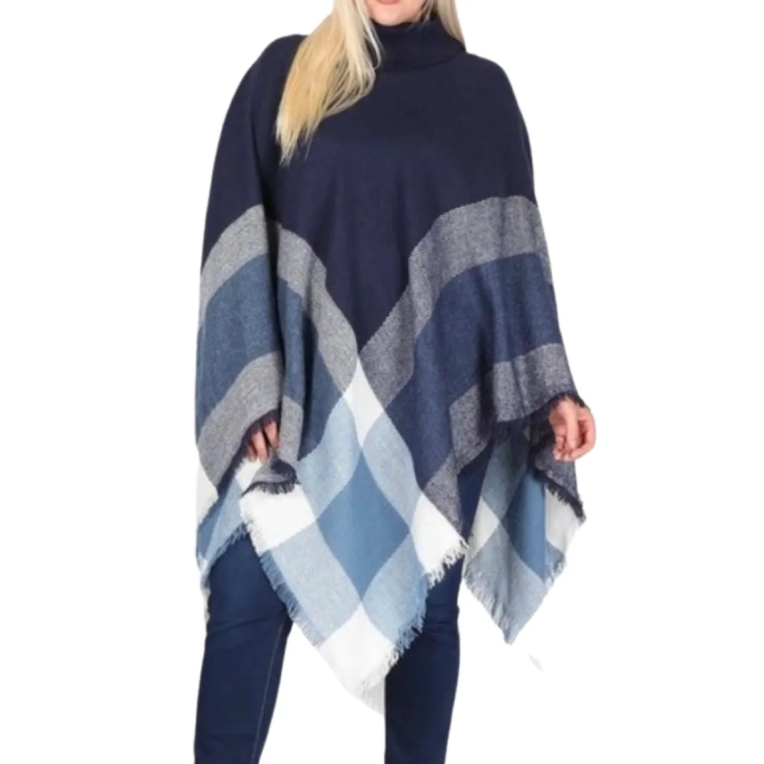 KNIT PONCHO LONG SLEEVE TURTLENECK